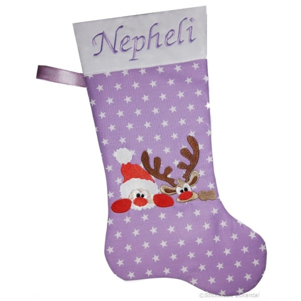 Nikolausstiefel Rentier und Weihnachtsmann XXL mit Name